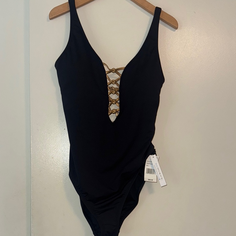 Blue Rod Beattie LET'S GET KNOTTY LACE DOWN ONE-PIECE SWIMSUIT